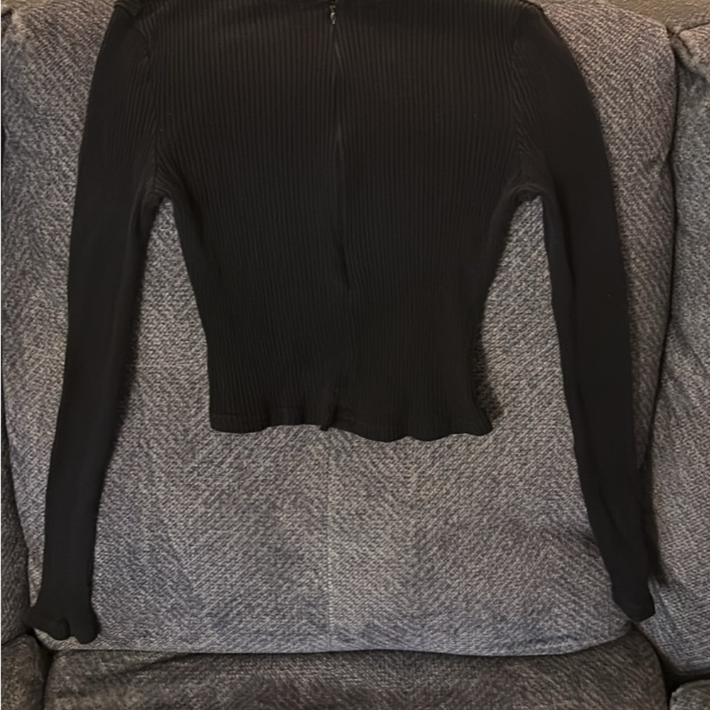 SHEIN Black Ribbed Long Sleeve Bodysuit